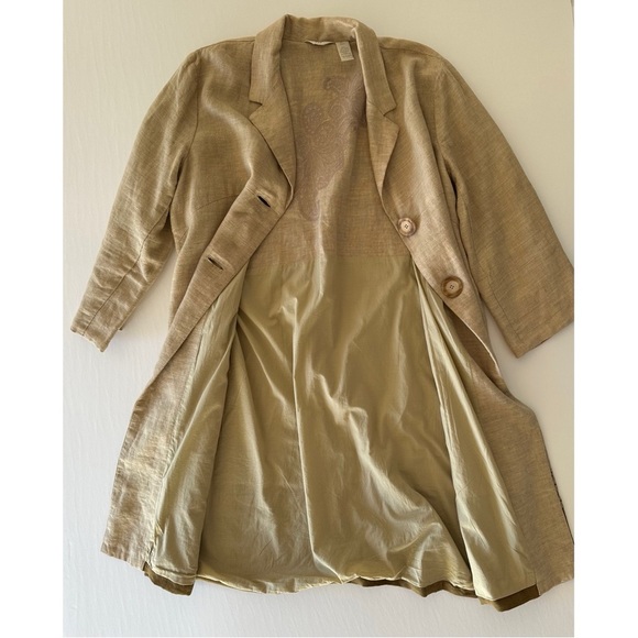 J Jill Embroidered Linen Duster Jacket Coat Lagenlook Size Medium Tall - Picture 10 of 15
